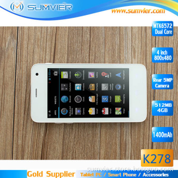 4inch WVGA 800X480 Super Clear Smart Phone Dual Core Mobile